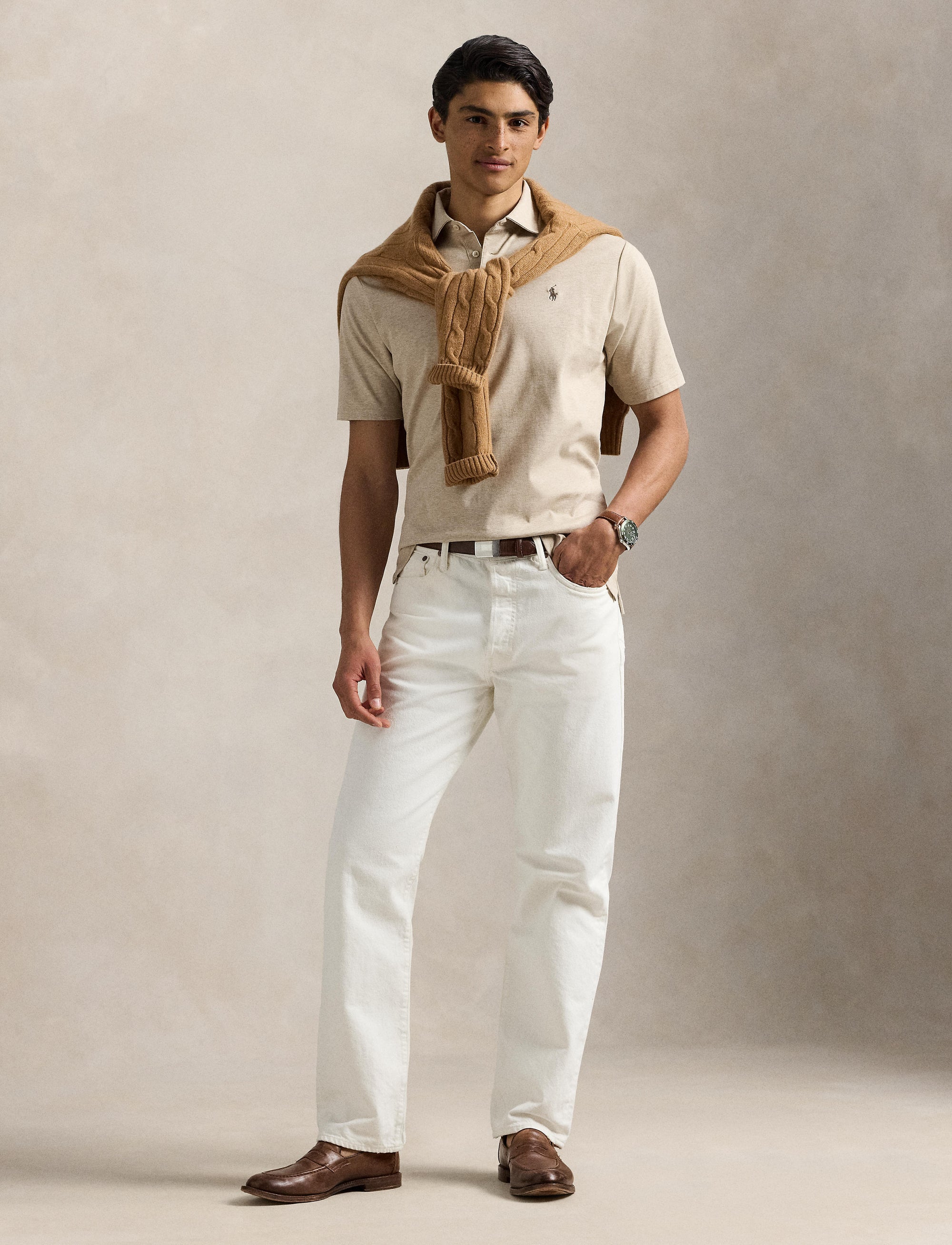 Polo coupe classique en coton doux - Sand Heather