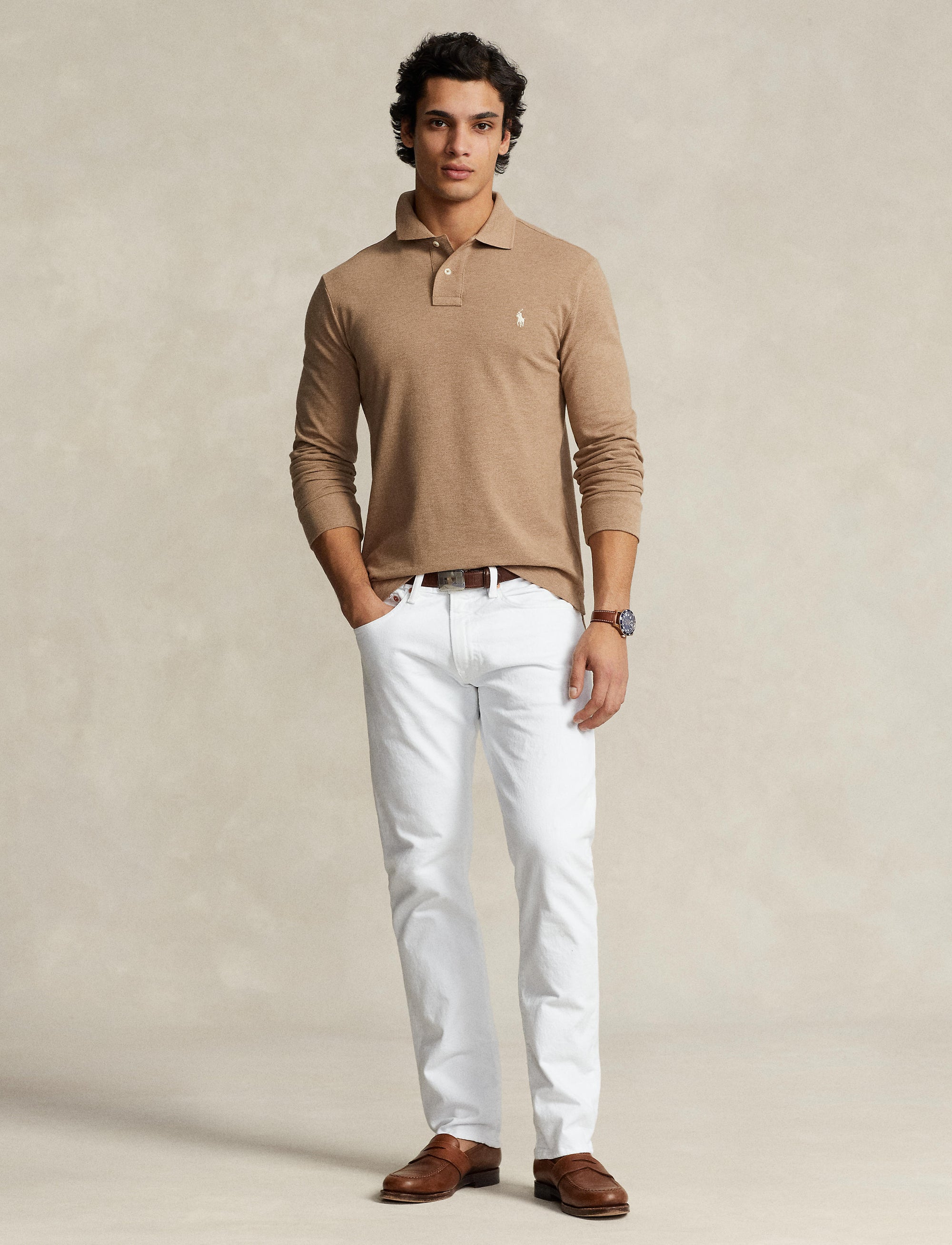 Polo coupe ajustée en piqué - Grey Cloud Heather