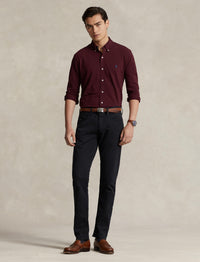 Ultra-lightweight piqué fitted shirt - Harvard Wine