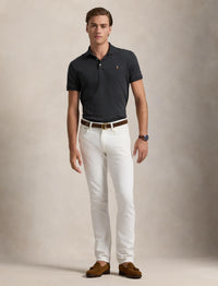 Polo en coton doux coupe ajustée - Black Marl Heather