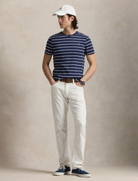 T-shirt Slim en coton doux rayé - Refined Navy & White