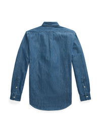 Chemise workwear ajustée en chambray - Dark Wash