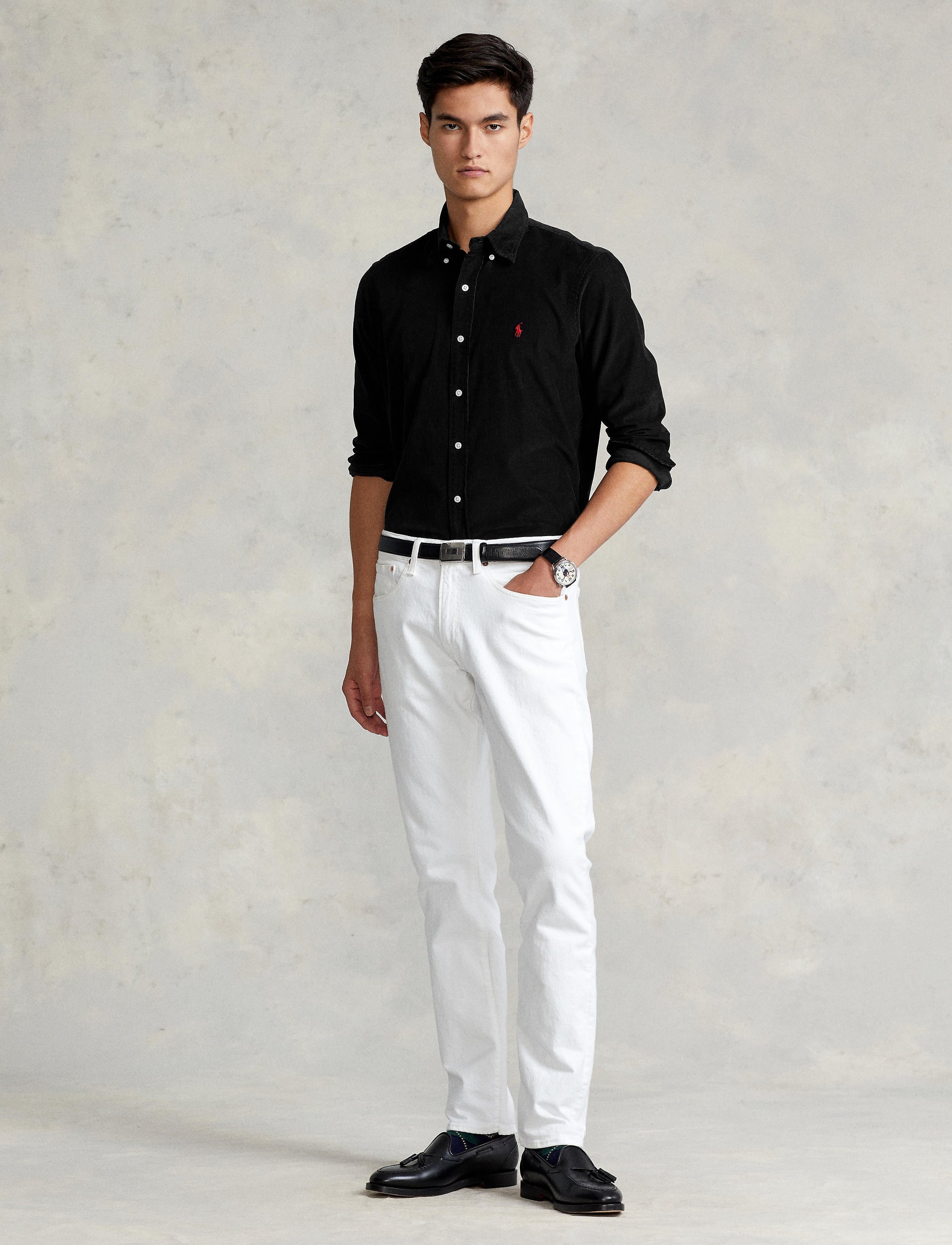 Fitted corduroy shirt - Polo Black
