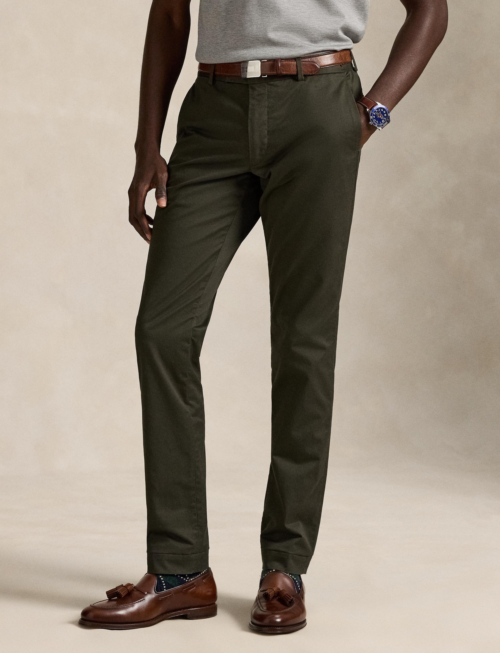 Pantalon en sergé slim stretch - Canopy Olive