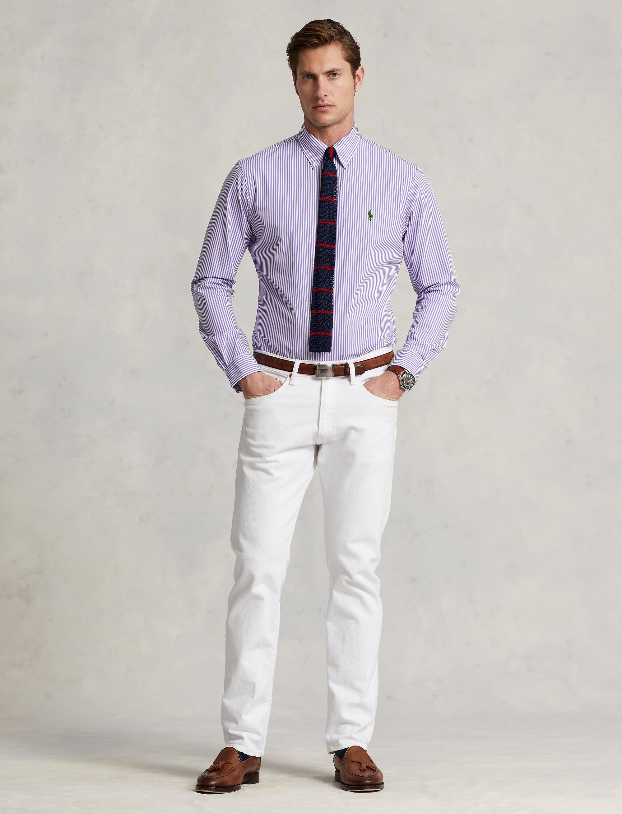 1pcs / NEW // 4655K LAVENDER/WHITE SPORT SHIRT LONG SLEEVE SLBDPPCS
