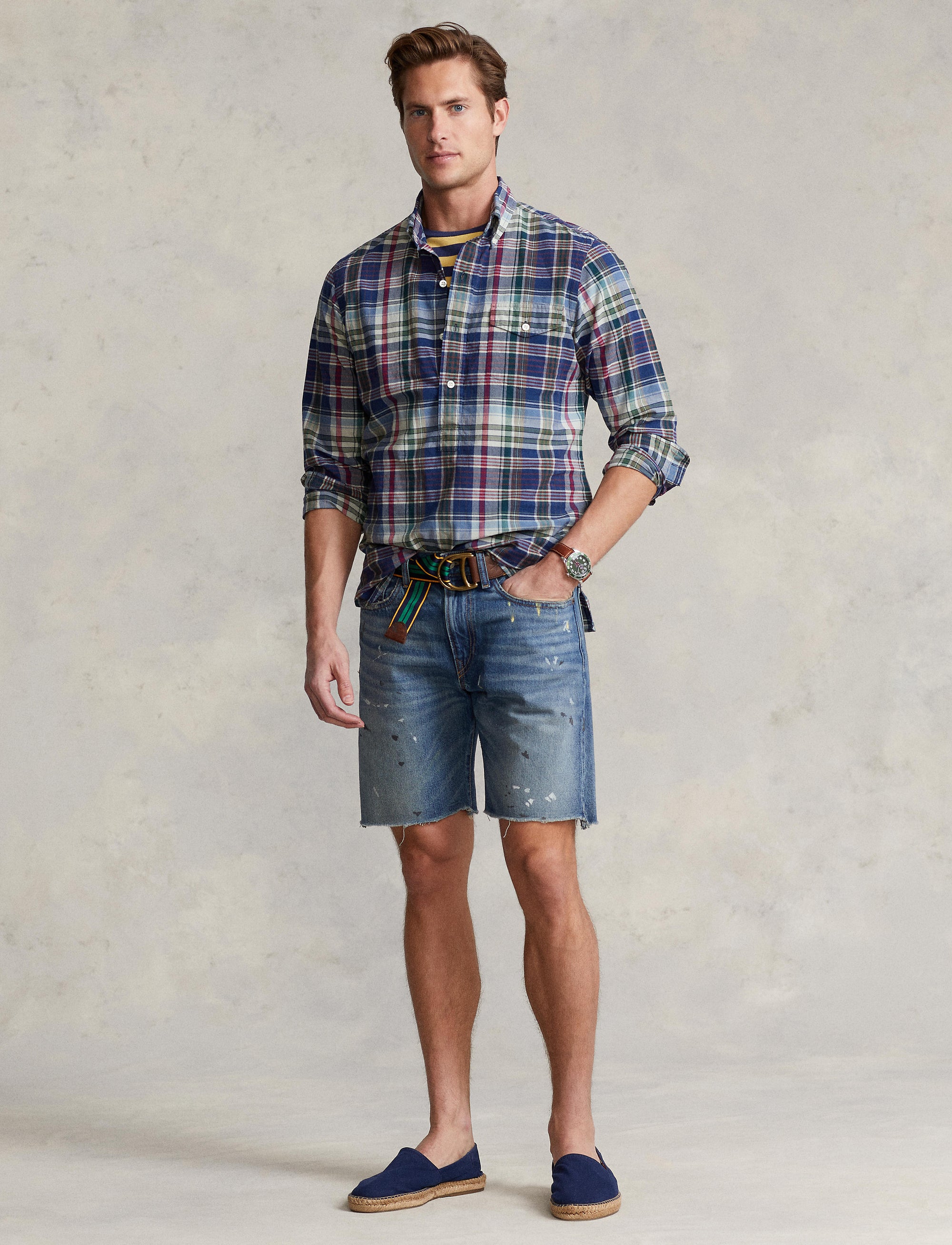 Chemise Classic Fit en coton madras - Navy, Red & Multicolore