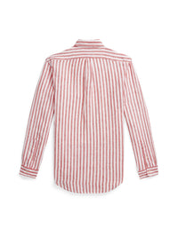 Chemise rayée Custom Fit en lin - Red & White
