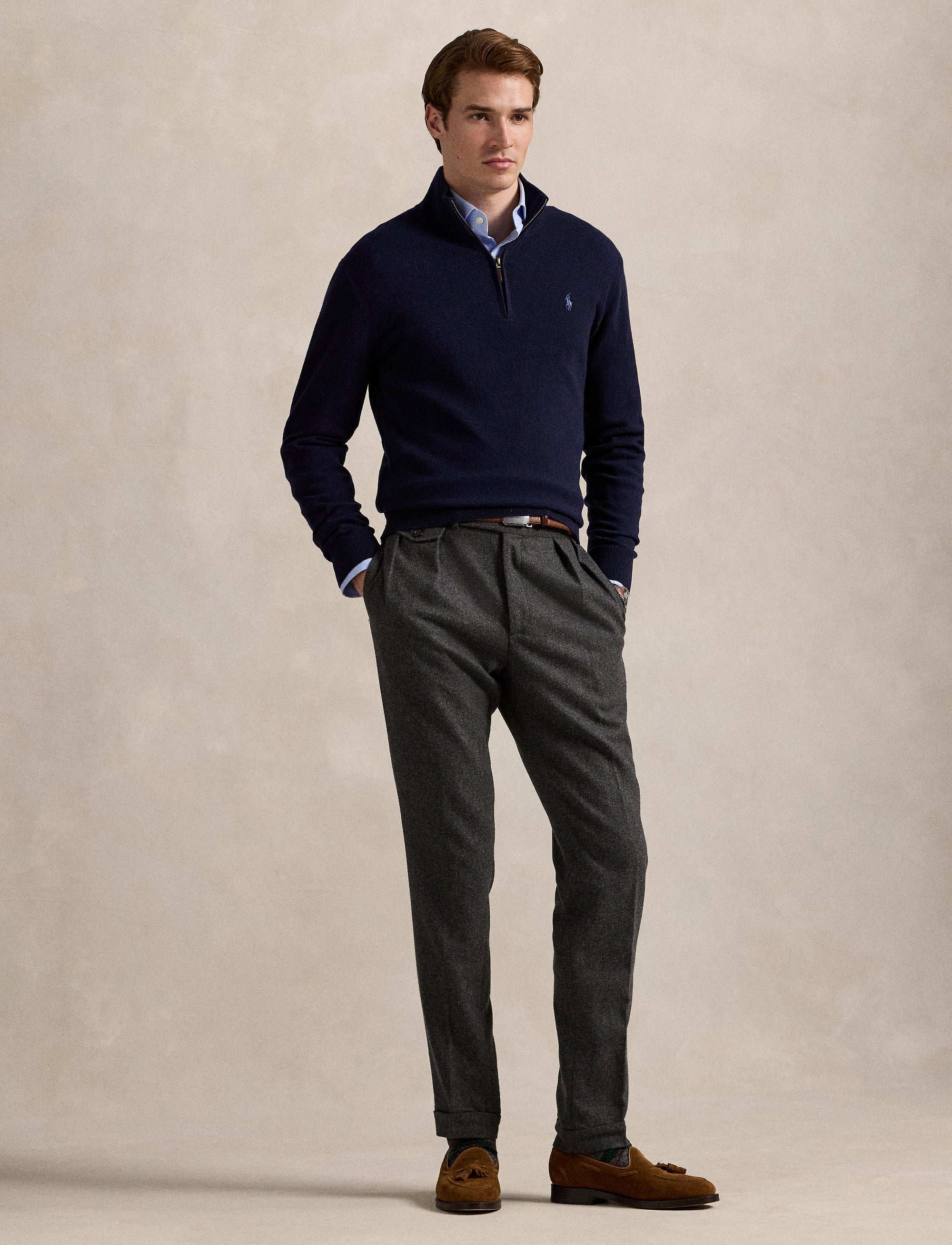 Pull demi-zippé en laine - Hunter Navy