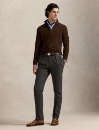 Pull demi-zippé en laine - Cacao Brown Heather