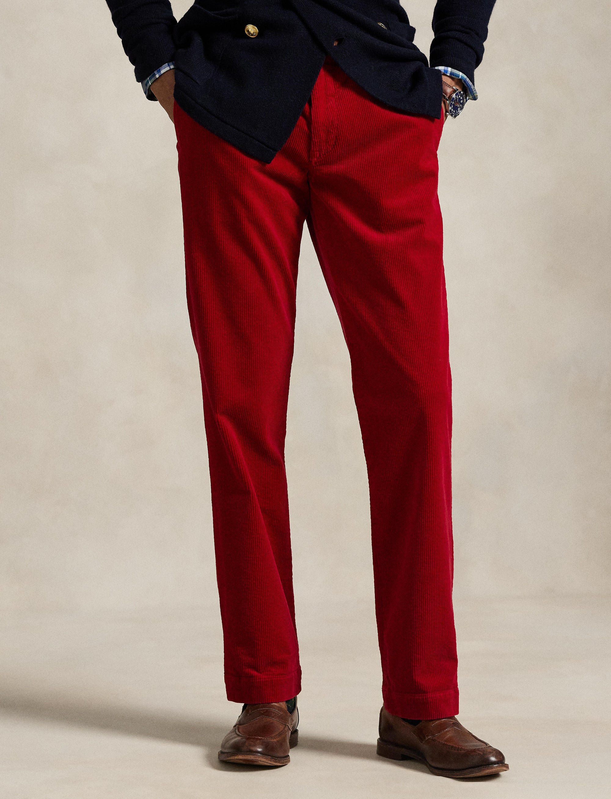 Stretch corduroy straight-leg trousers - Ralph Red X