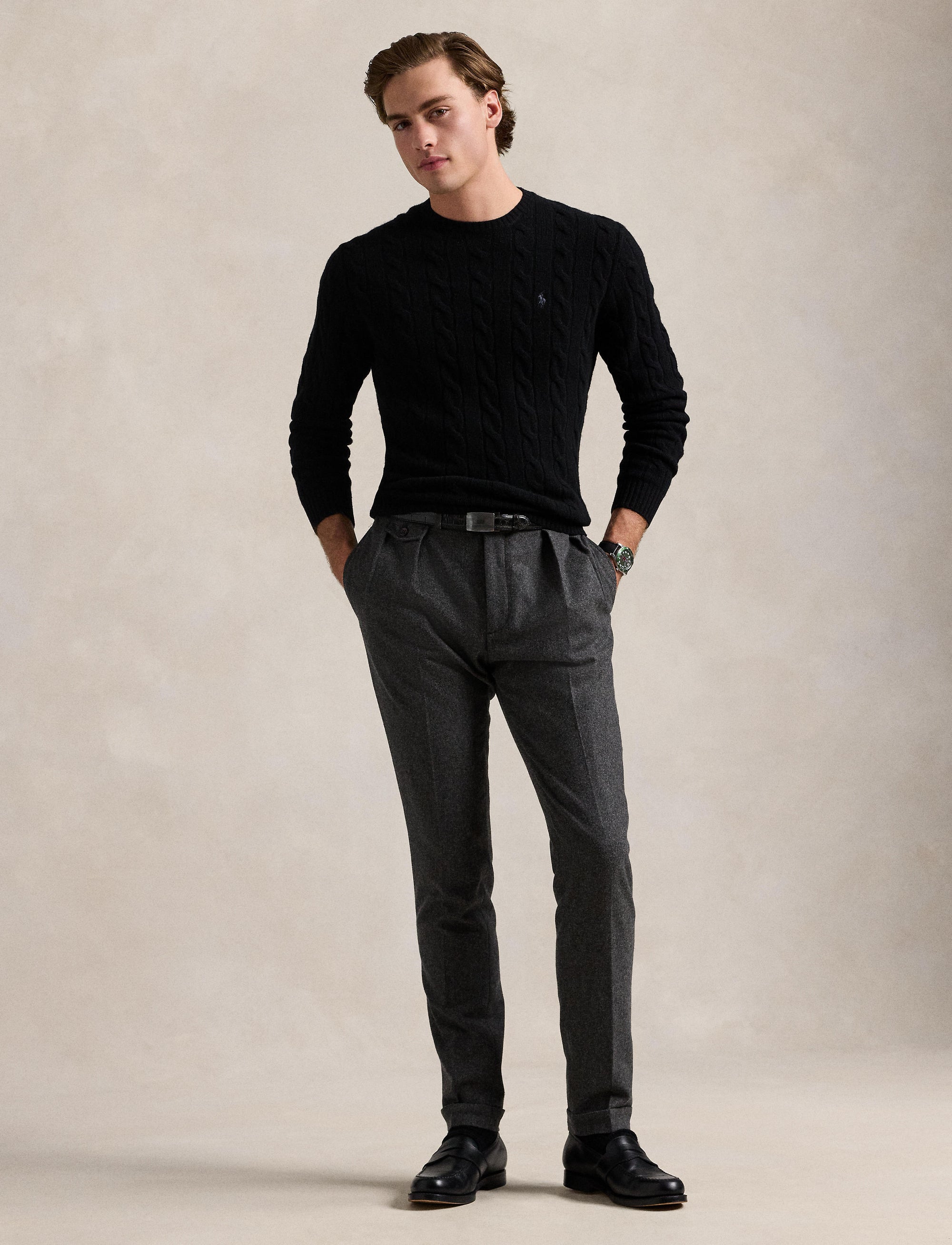 Pull en laine torsadée - Polo Black