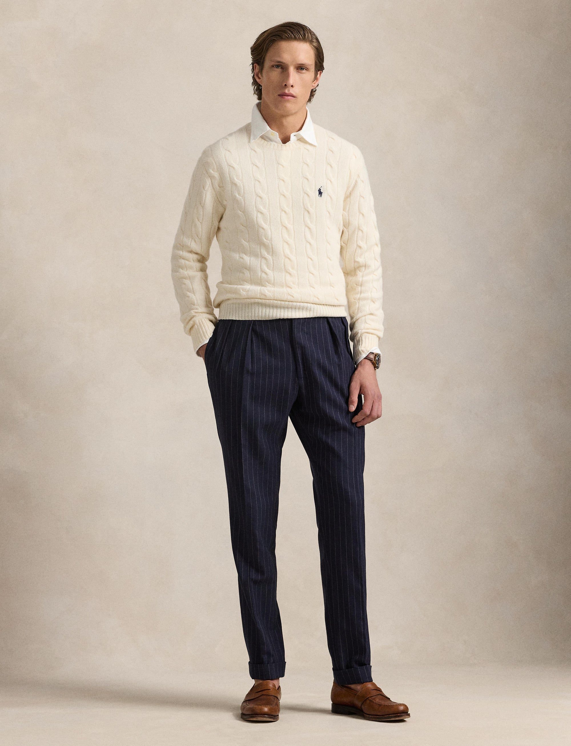 Pull en laine torsadée - Antique Cream
