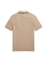 Cotton and linen polo-neck jumper - Vintage Khaki