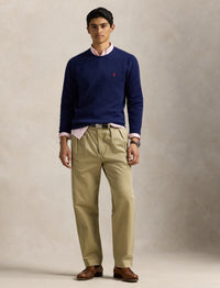 Pull col rond texturé en laine - Bright Navy