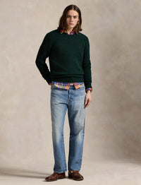 Pull col rond texturé en laine - Moss Agate