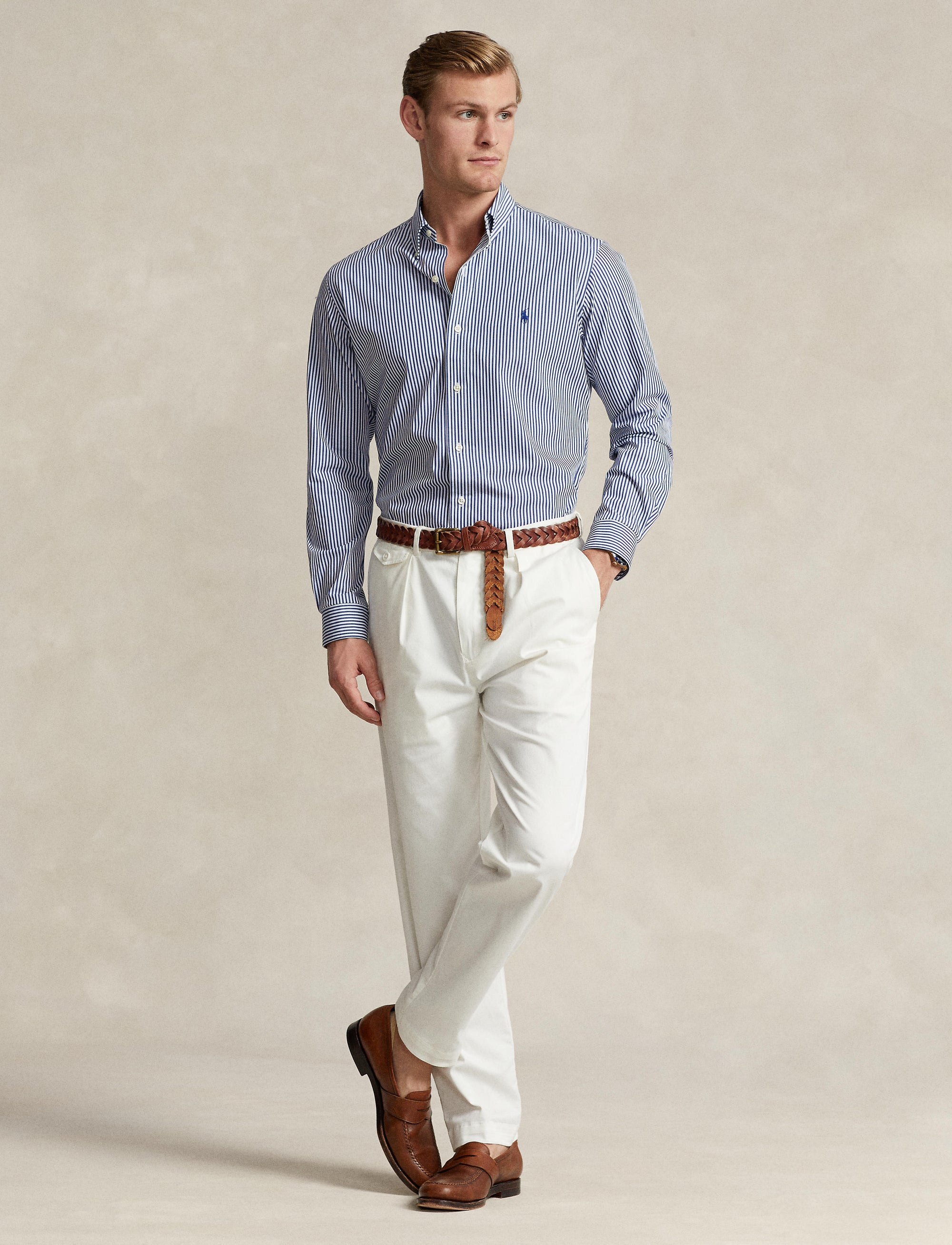 Chemise à manches longues - Navy & White