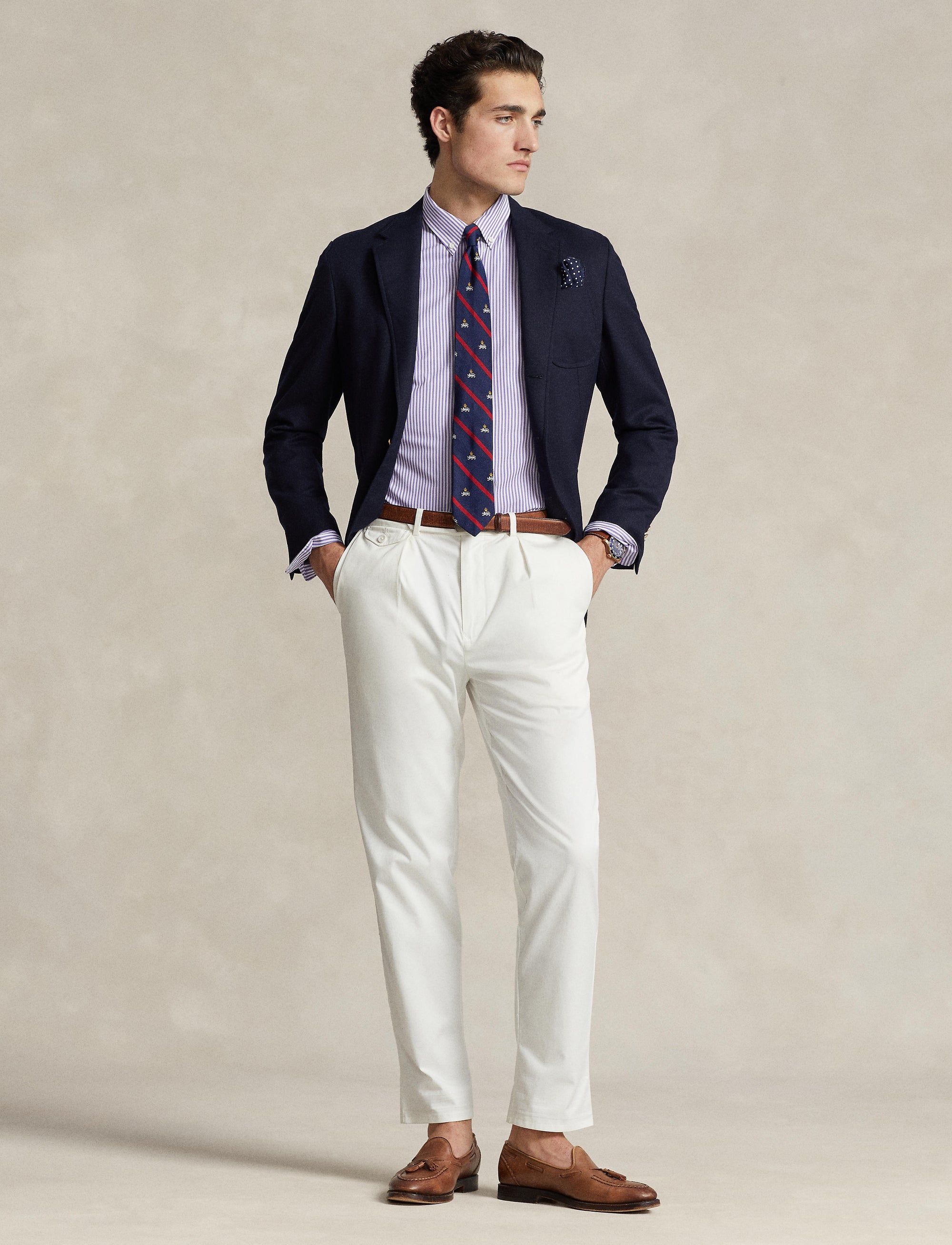 Chemise rayée Slim Fit popeline stretch - Lavender & White