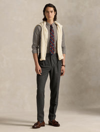 Chemise rayée Custom Fit popeline - Copper Brown & White