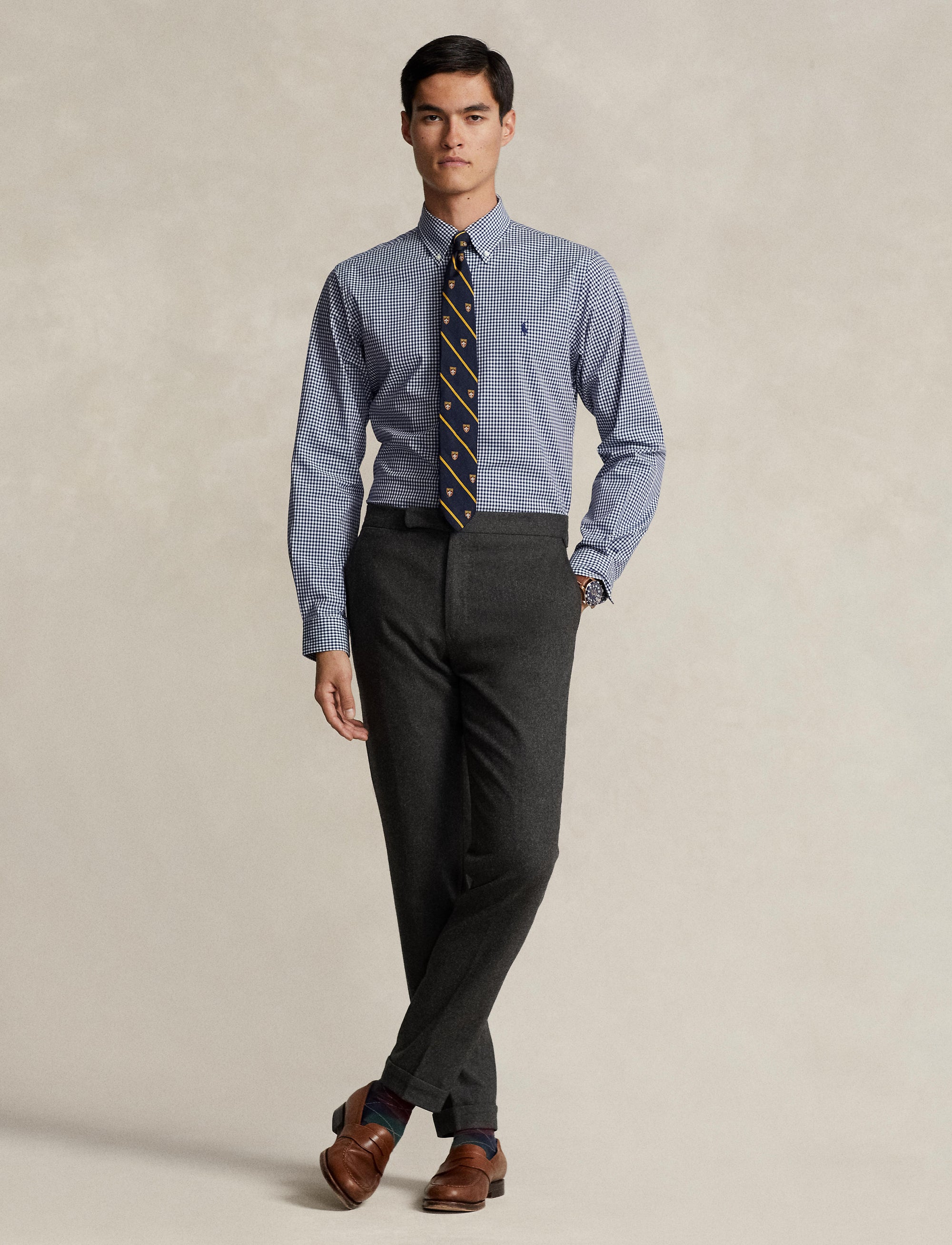 Chemise Custom Fit vichy popeline  - Navy & White