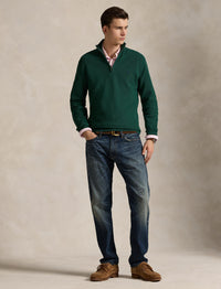 Pull demi-zippé en coton piqué - Vintage Pine
