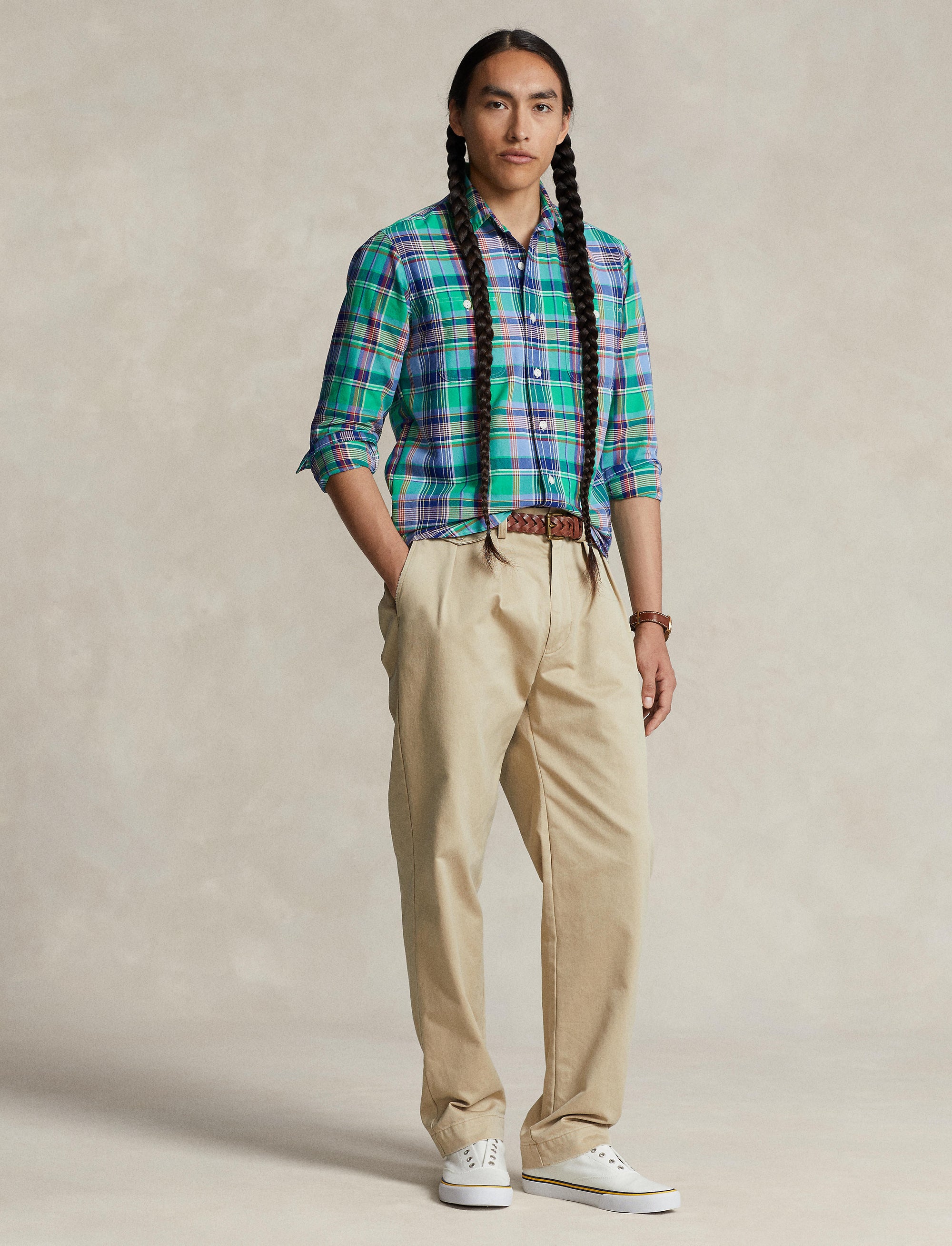 Chemise workwear Oxford écossaise - Green, Blue & Multicolore
