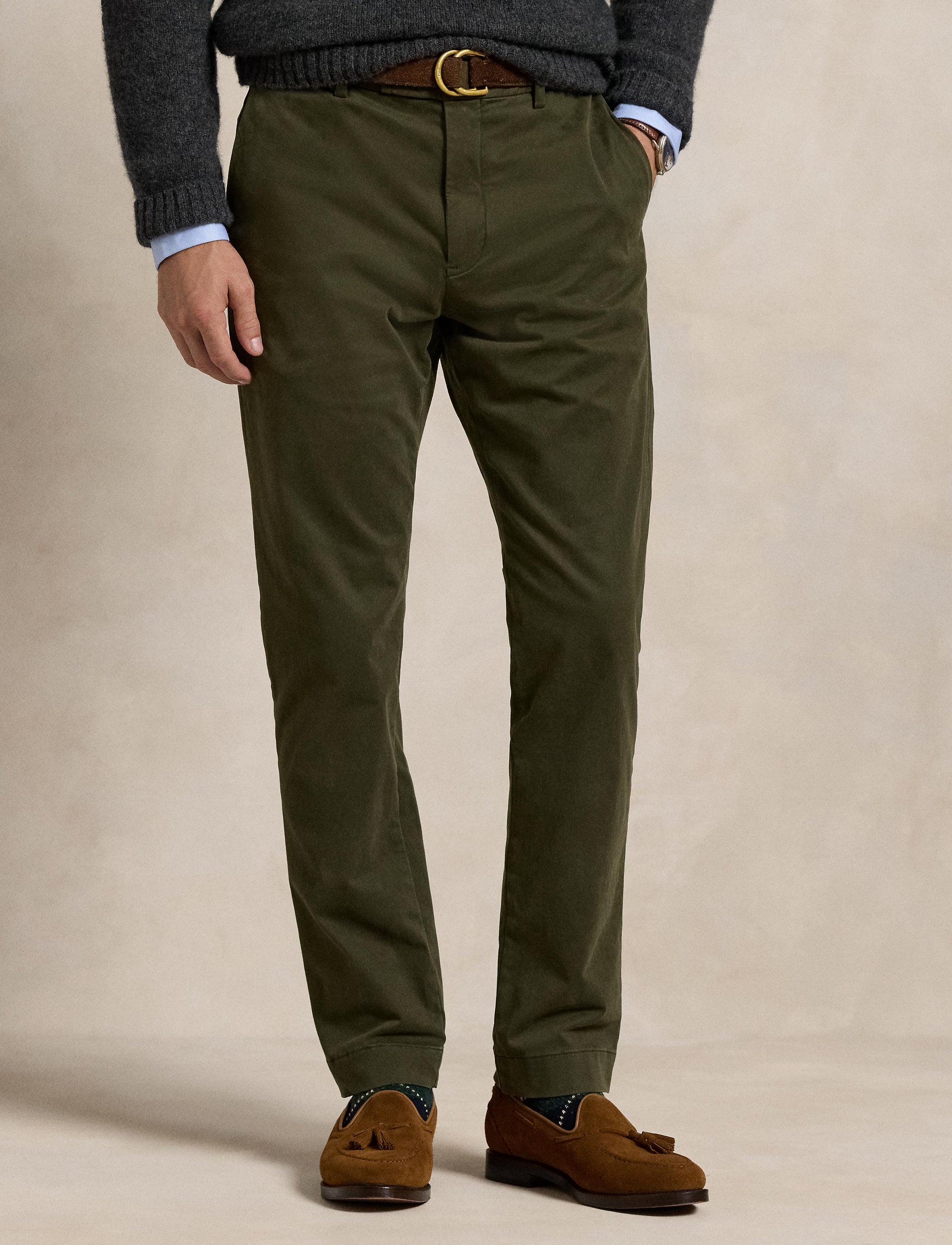 Pantalon Slim Jarrett satinette stretch - Estate Olive