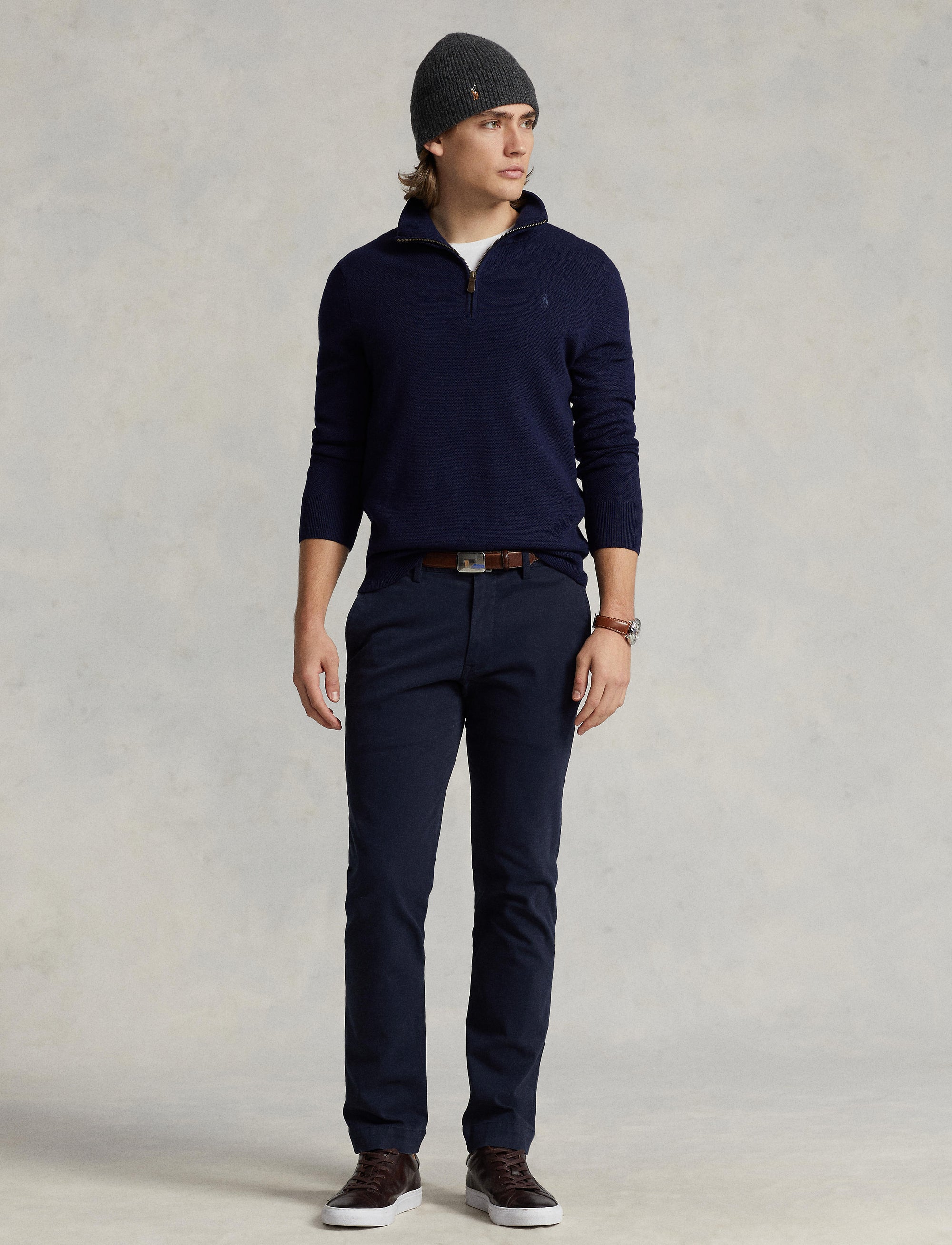 Pull demi-zippé en laine lavable - Hunter Navy