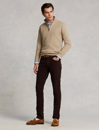 Pull demi-zippé en laine lavable - Tan Marl