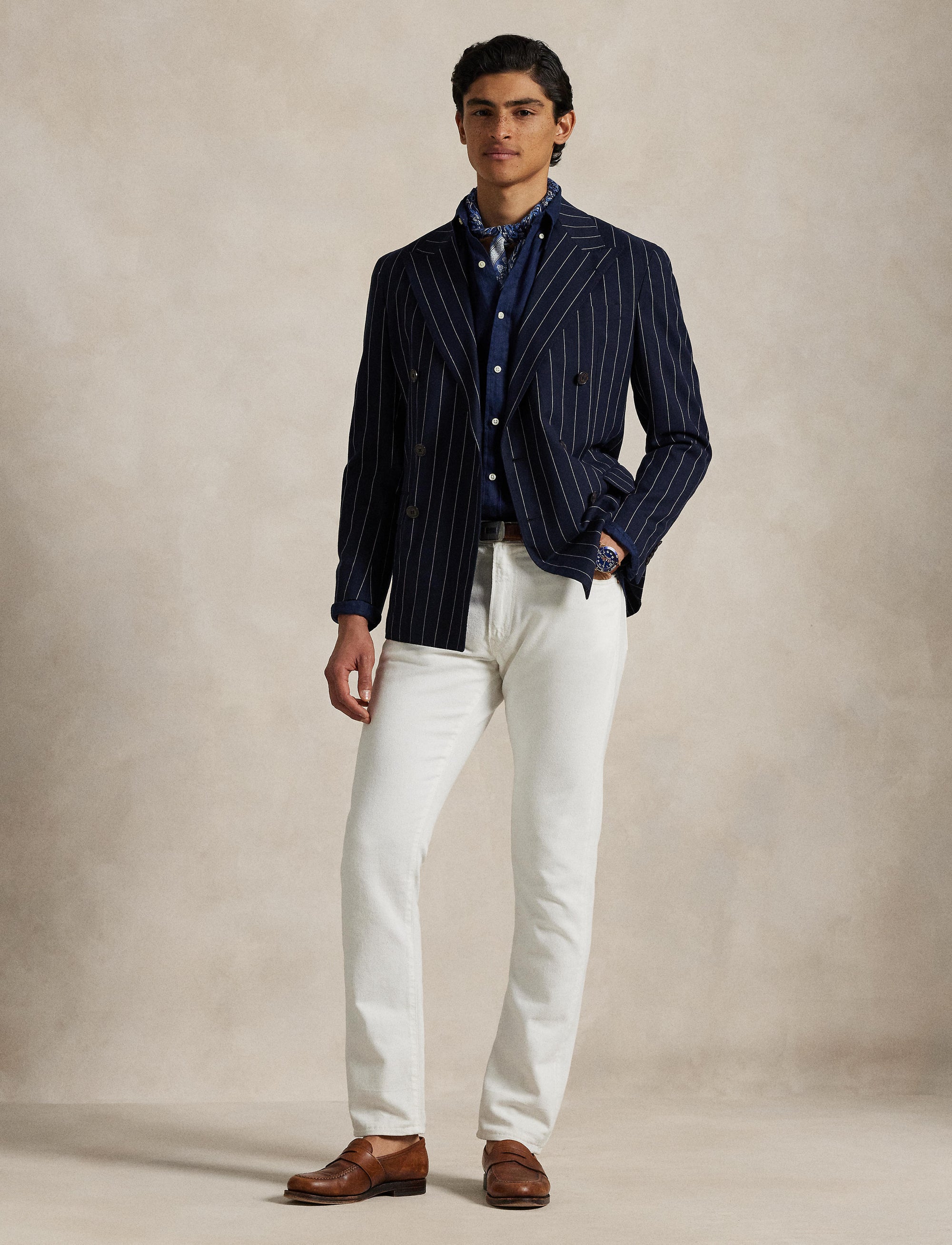 Chemise Slim Fit en lin - Newport Navy
