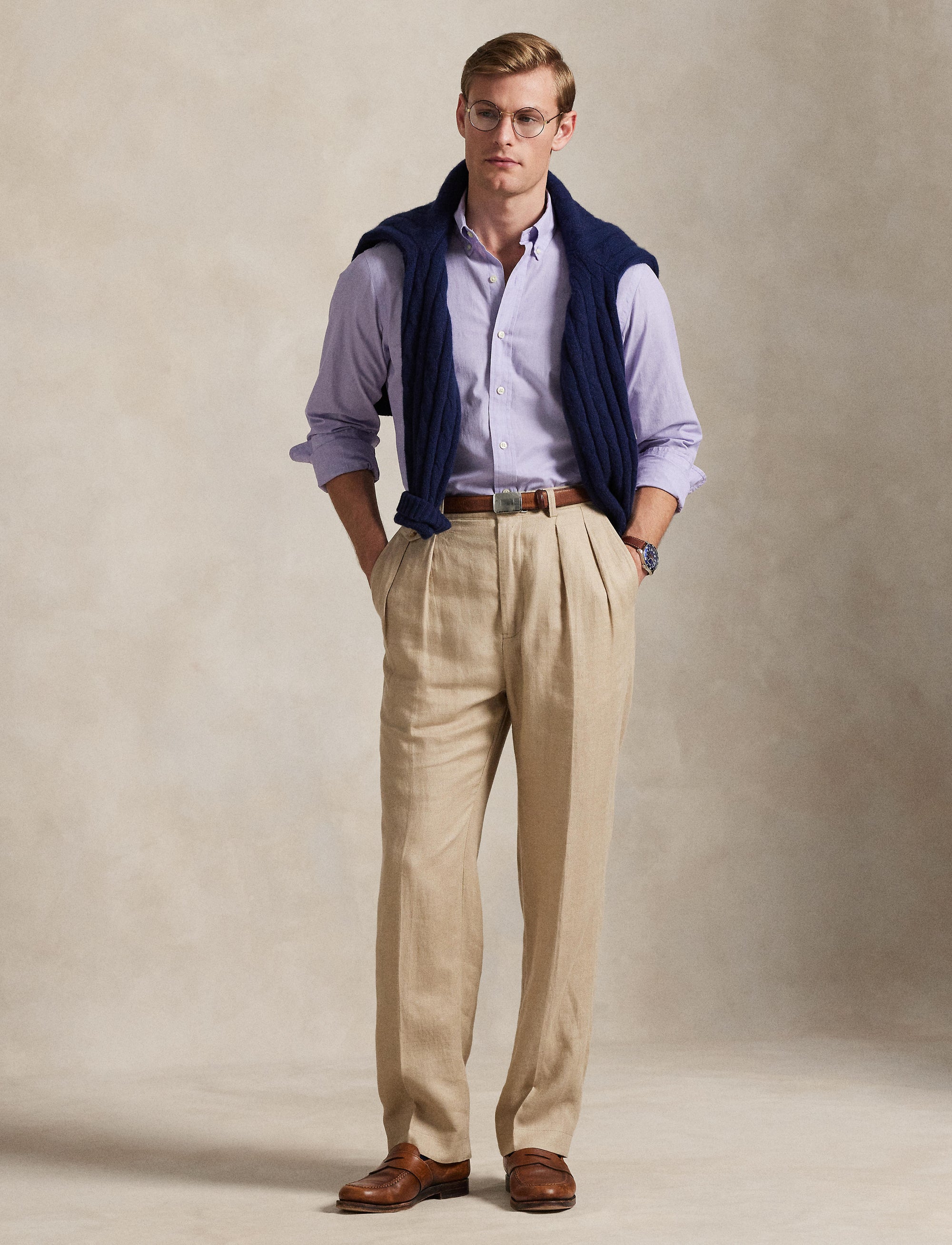 Chemise fil-à-fil Classic Fit - Lavender & White