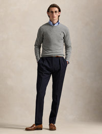 Pull col rond en laine  - Fawn Grey Heather