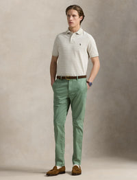 Polo en piqué rayé Custom Slim Fit - Classic Khaki & White
