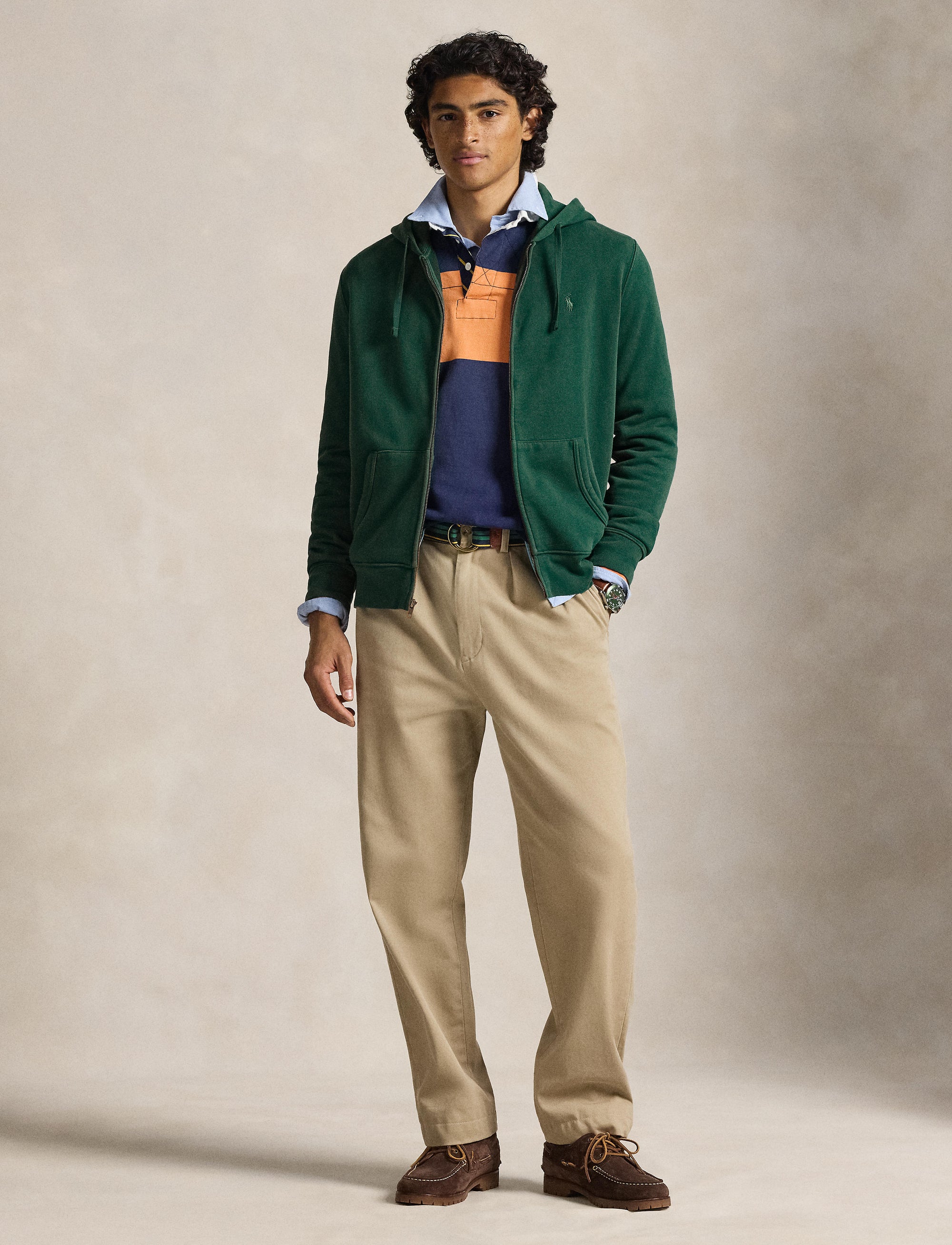 Sweat à capuche zippé teint en pièce - Frond Green