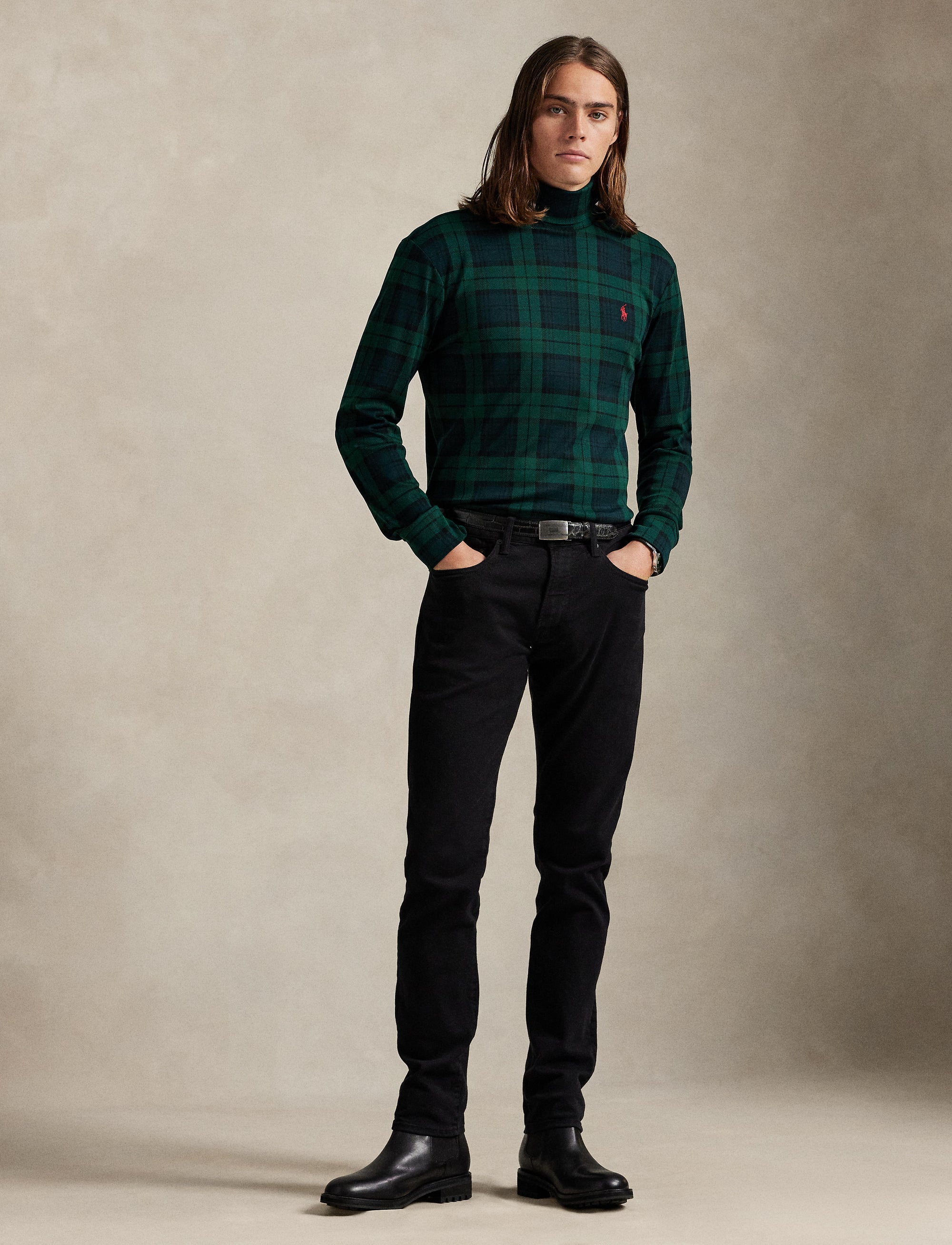 4pcs / NEW // BLACKWATCH PLAID PULLOVER LONG SLEEVE LSTURTLEM1