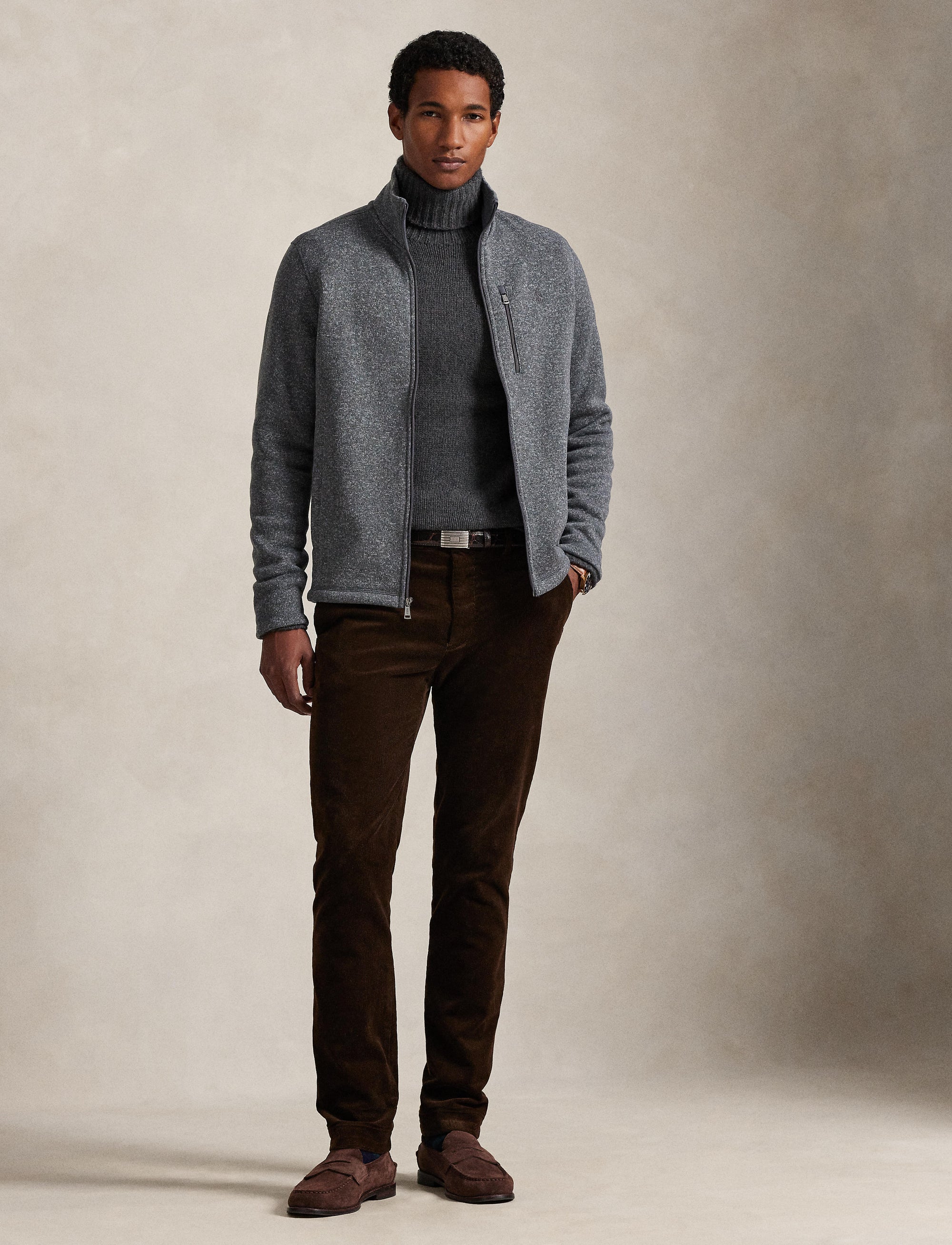 Veste zippée intégrale - Gris chiné