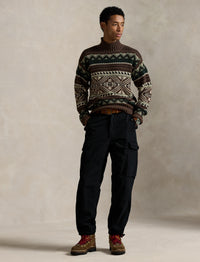 Pull à motif géométrique en laine - Brown Combo