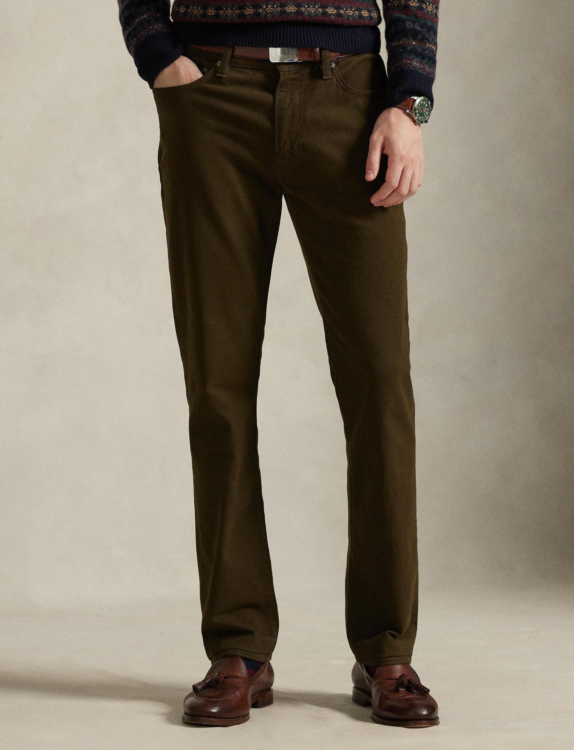 Pantalon slim droit Varick en sergé stretch - Dark Brown