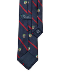 Cravate club rayée en soie - Navy & Red