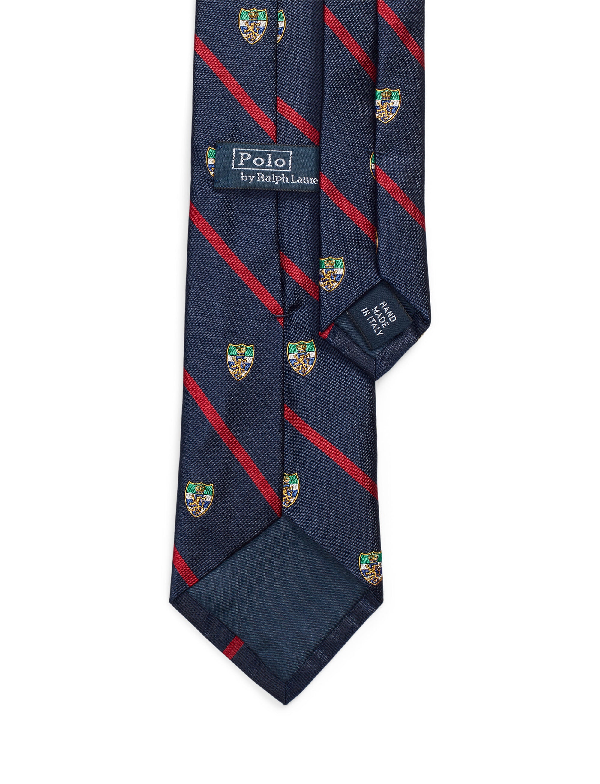 Cravate club rayée en soie - Navy & Red
