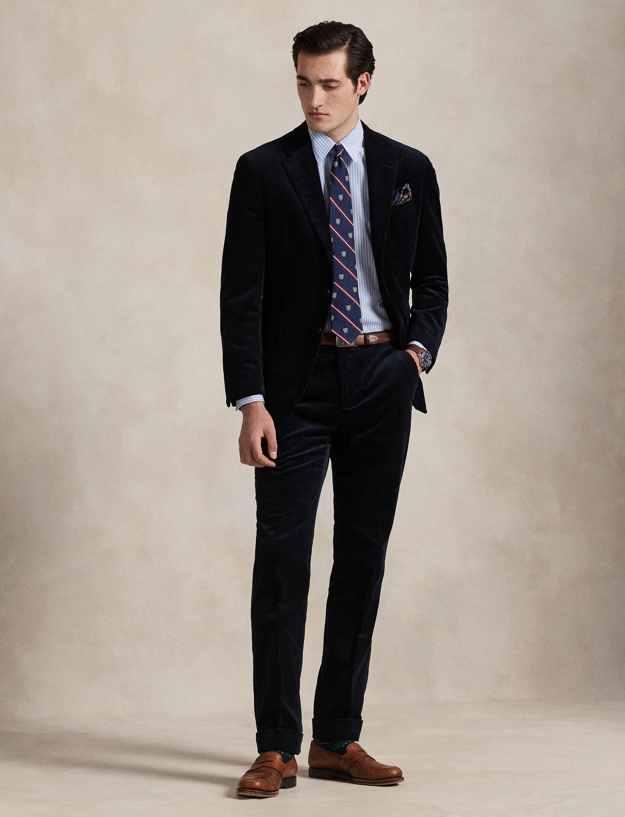 Veste Polo Tailored Fit velours côtelé - Fall Navy