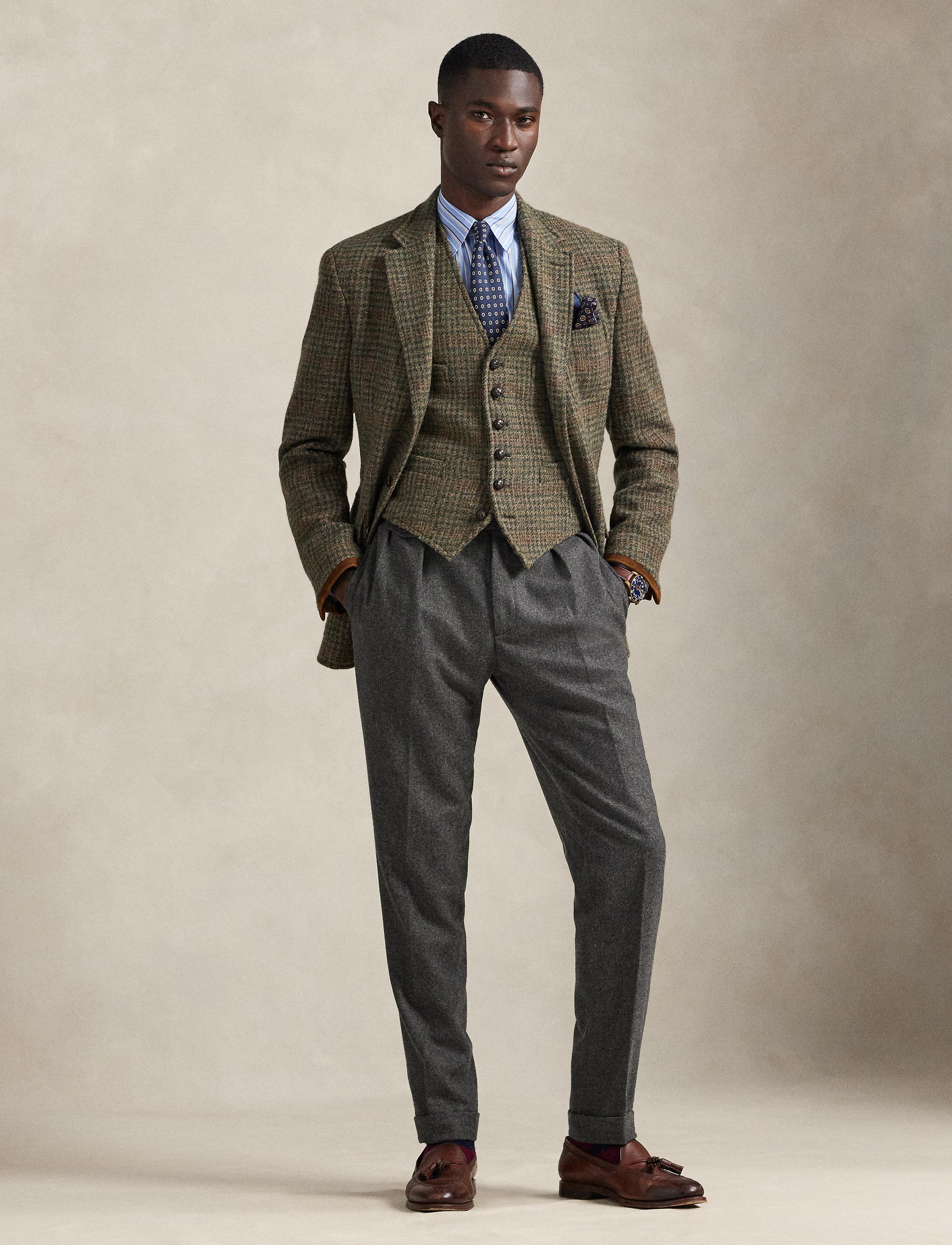 Gilet en tweed écossais - Loden & Multicolore