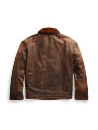 Veste col en peau lainée - Brown