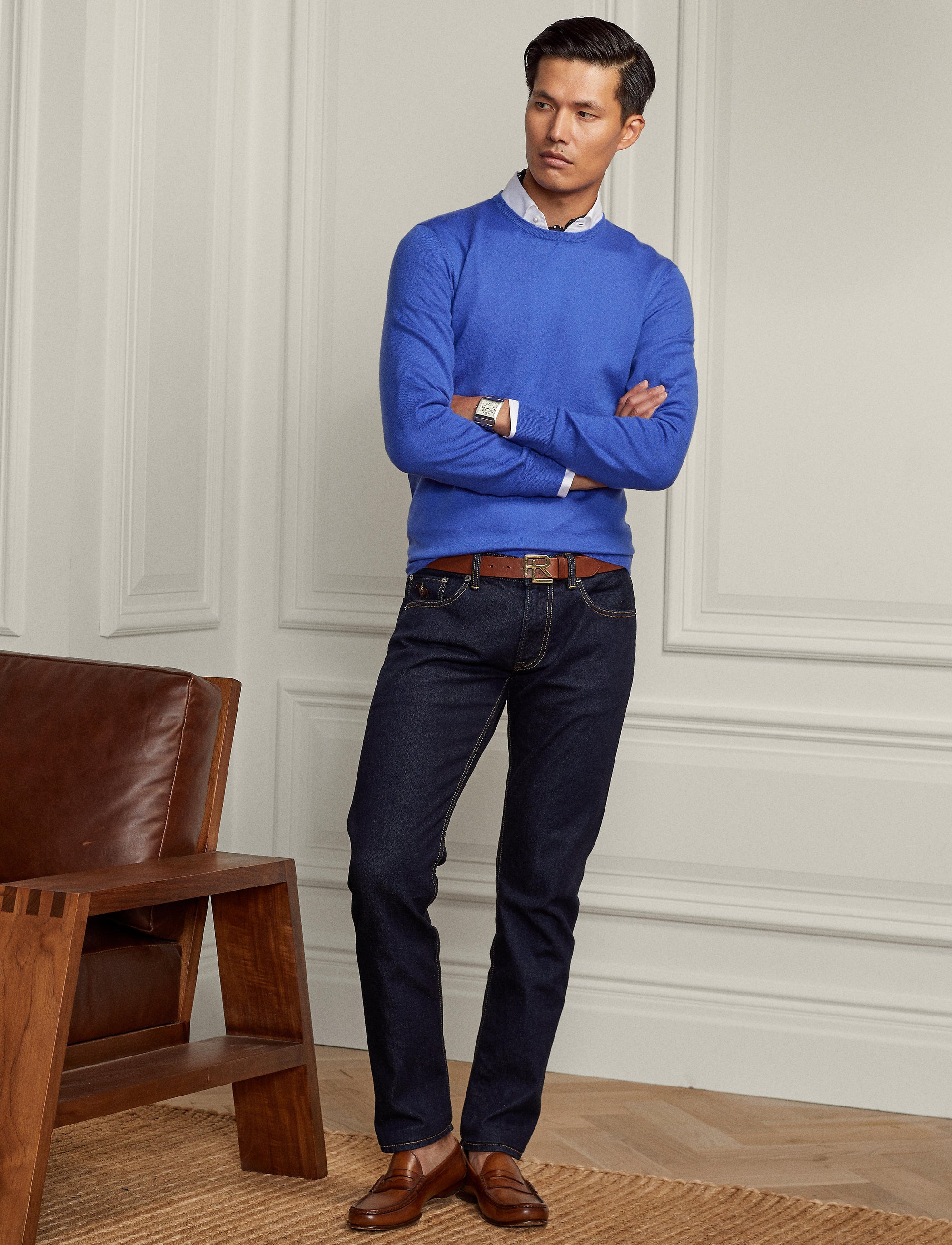 Pull col rond en cachemire - Classic Copen Blue