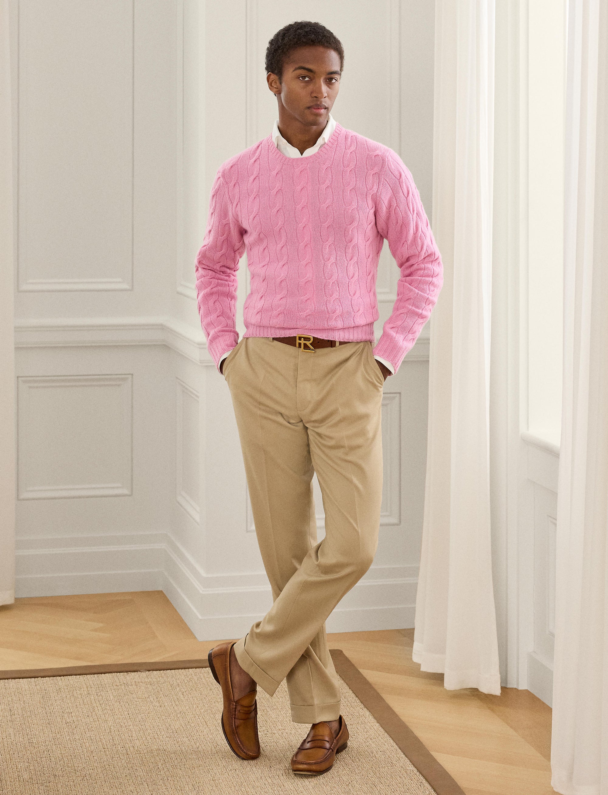 Pull en cachemire torsadé - Classic Pale Pink