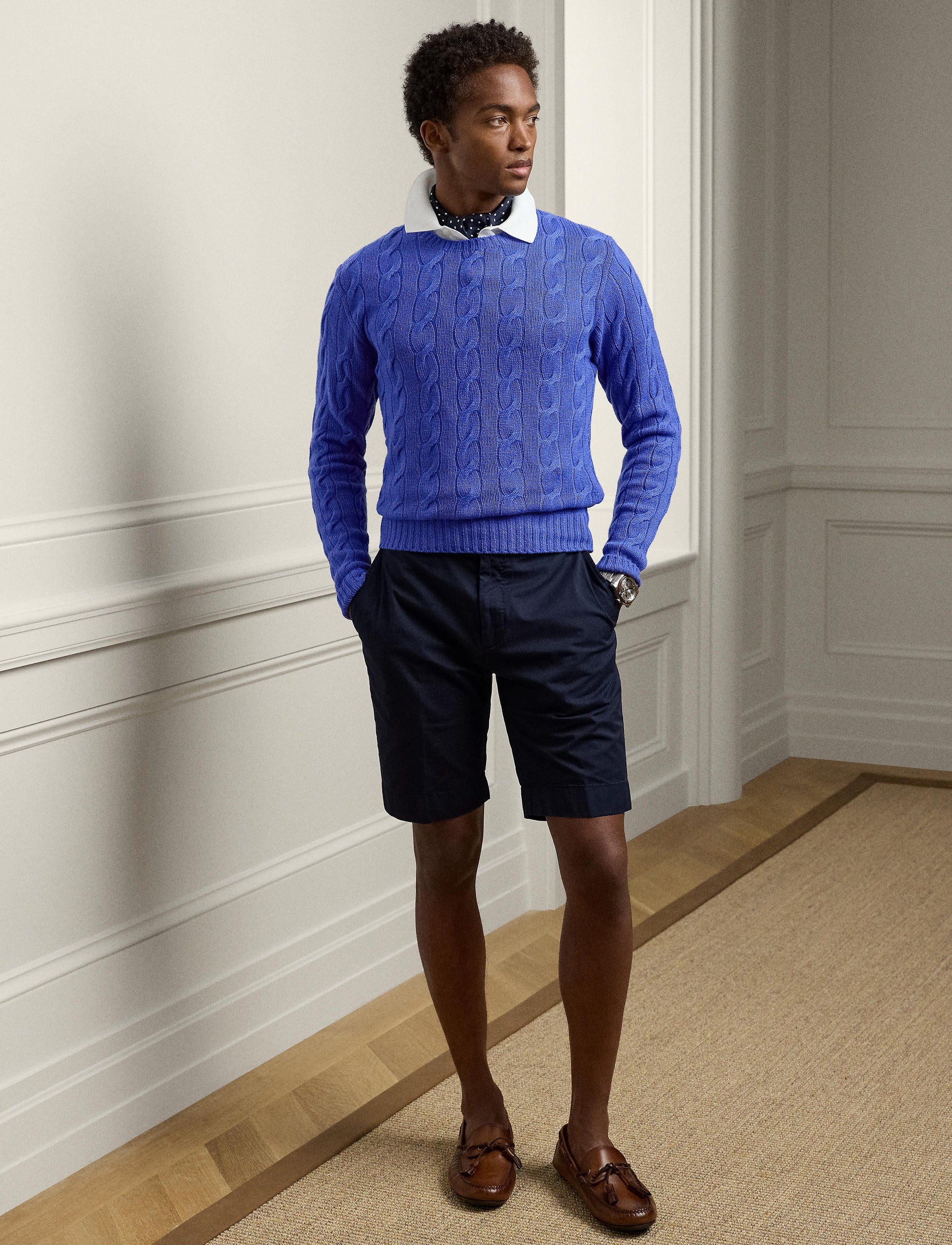Pull en cachemire torsadé - Classic Copen Blue