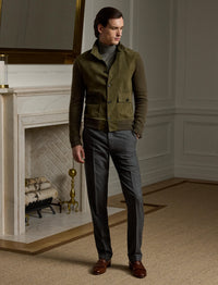 Cashmere and suede blend cardigan - Thicket Moss Melange