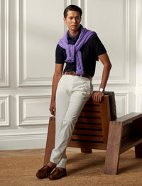 Wool pique polo shirt - Classic Chairman Navy