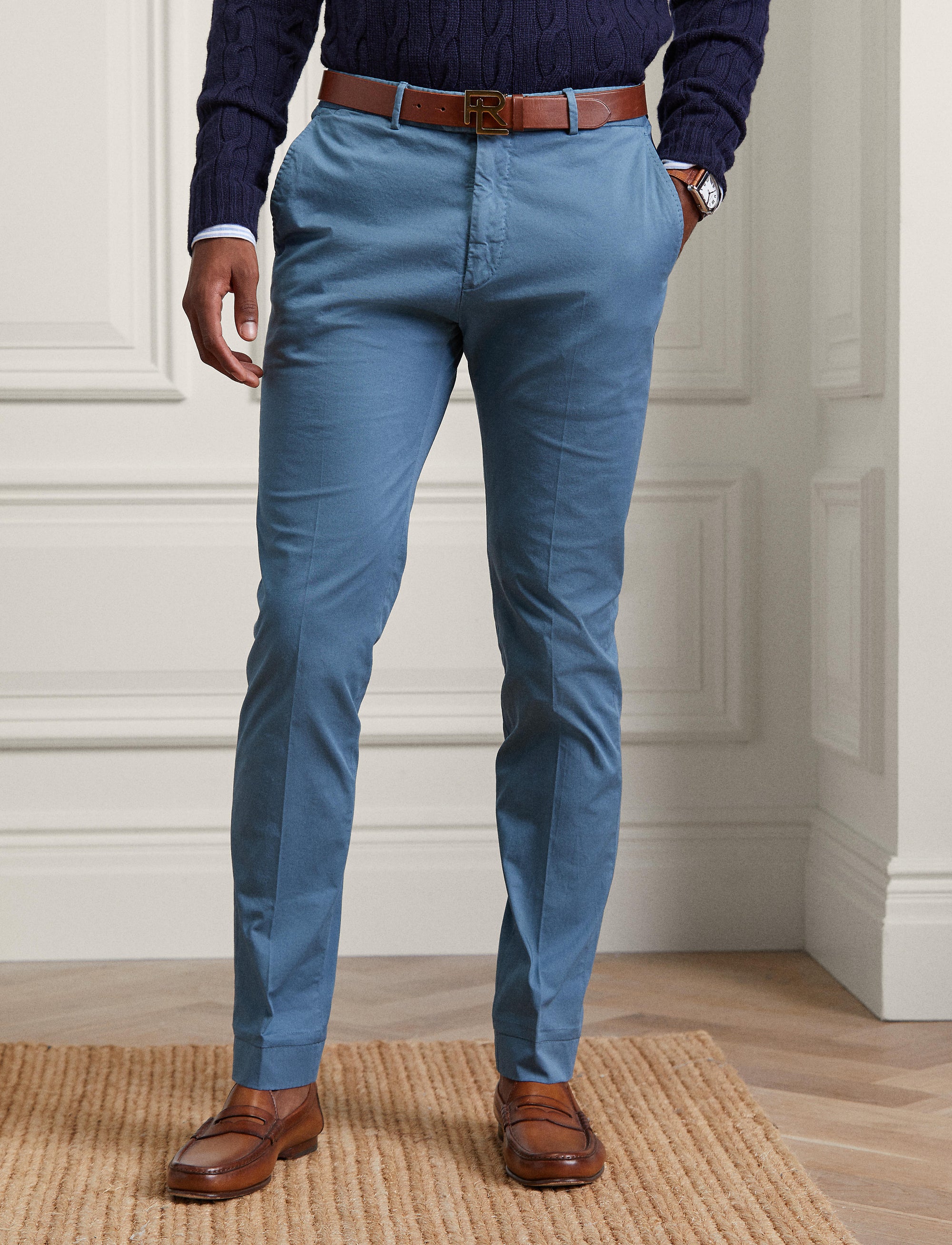 Slim-fit stretch chino trousers - Stone