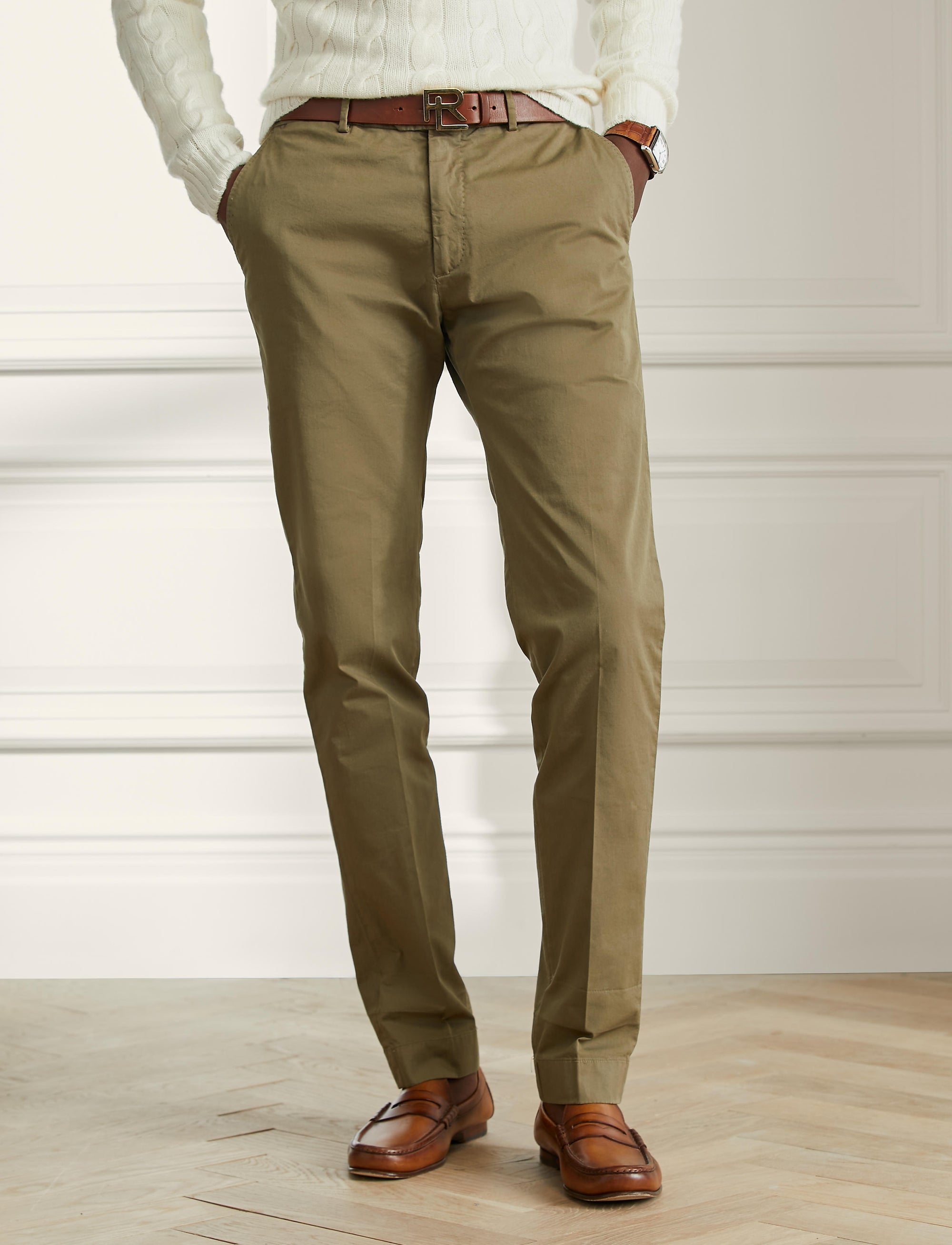 Pantalon slim en chino stretch - Fall Sage