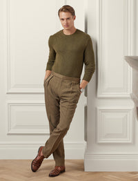 Round-neck jumper in linen and silk - Olive Night
